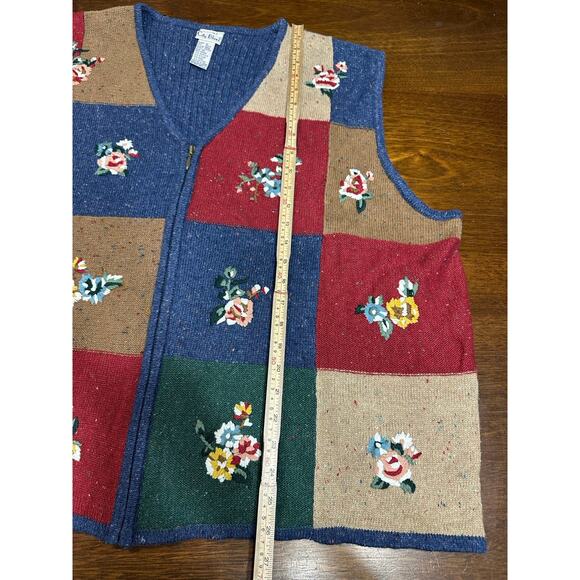 VTG Cottage Granny Sweater Vest Women 3X 90s Floral Grunge Academia Embroidered - Picture 5 of 10